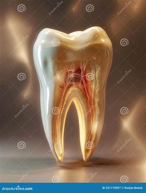 Anatomical Intricacy: Tooth Structure, Nerve, With A Visible