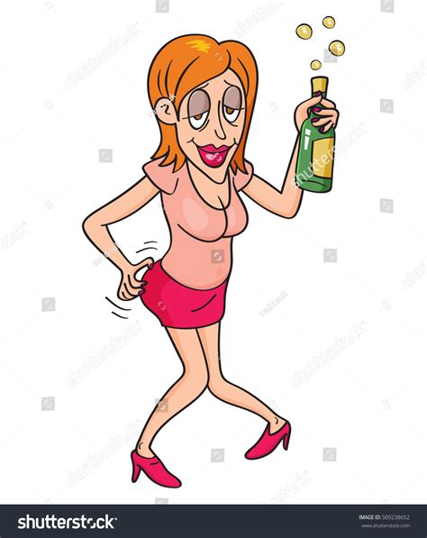 Drunk Woman Bottle Alcohol Vector Illustration Stock Vector 509238652