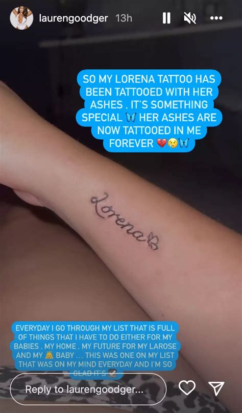 Lauren Goodger's poignant tattoo inked using her daughter Lorena's ashes