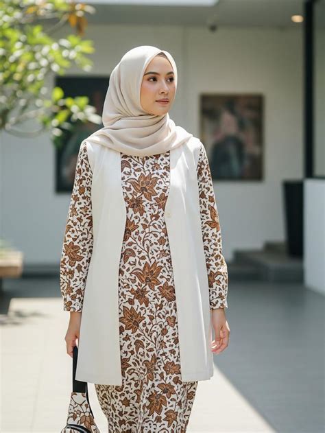 model gamis batik  outer tunik gaya syari  tetap modis