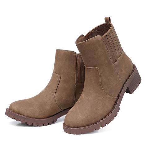 SHIBEVER Women's Ankle Boots Low Heel Chelsea Booties Waterproof ...