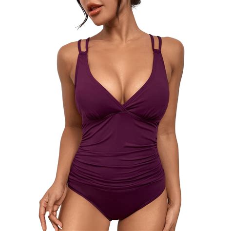 vigerkar Women's Tummy Control One Piece Swimsuits Long Torso Halter