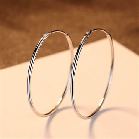 Сребърни обеци халки 5см "Обръч" – Silenti Jewelry