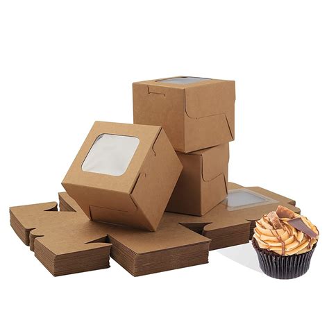 Kraft Paper Bakery Boxes - 25-Piece Single Pastry Box 3-Inch, Packaging