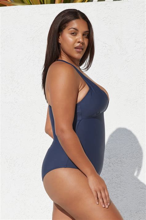 Healing Space V-Neck Cross Back Plus Size One Piece Swimsuit