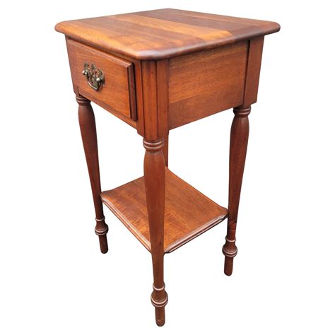 1960s Refinished Kling Factories Two Tier Solid Mahogany Side Table For