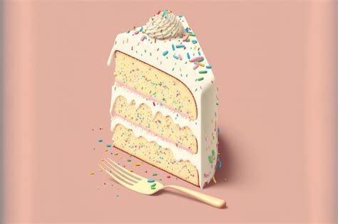 Premium AI Image | A slice of vanilla cake with sprinkles