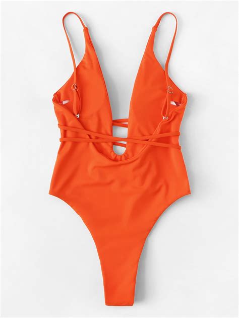 Plunging low back belted one piece swimsuit – Artofit
