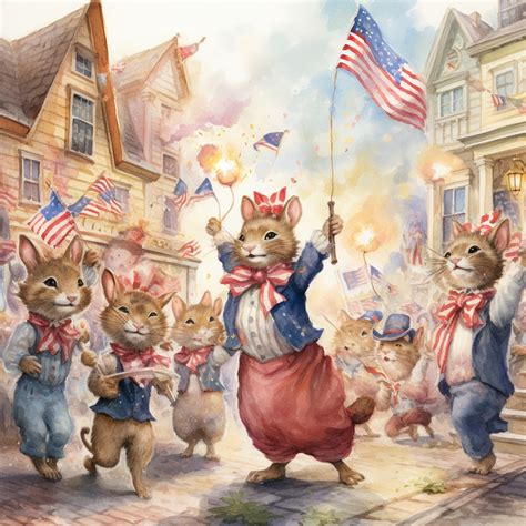 Independence Day Mice Art Print Free Stock Photo - Public Domain Pictures