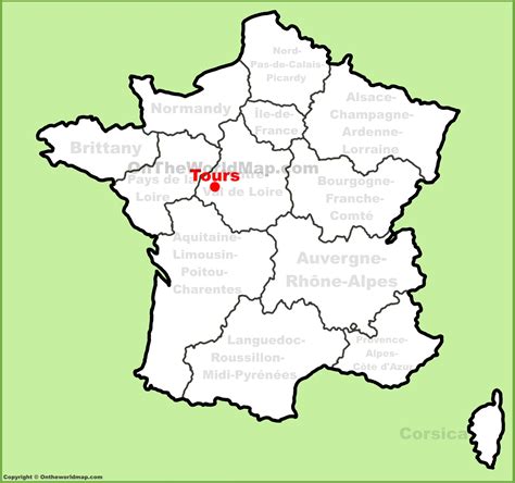 Tours location on the France map - Ontheworldmap.com