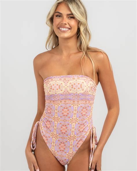 Shop Billabong Sunspirit Naomi Bandeau One Piece Swimsuit In Lilac