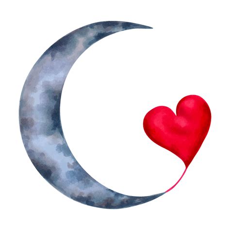 clipart de un creciente Luna con un corazón. astrológico dibujo para