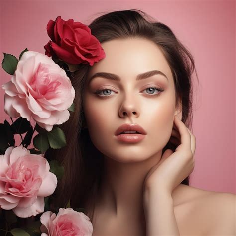 Premium AI Image | Attractive brunette girl with big beautiful bouquet ...