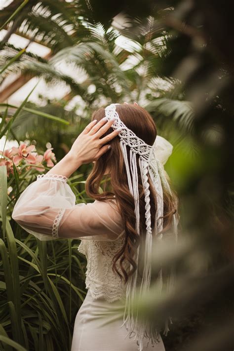 boho headpiece boho veil macrame veil boho wedding veil  etsy