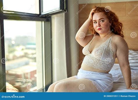 BBW Big Beautiful Caucasian Woman Showing Off Overweight Figure Wearing