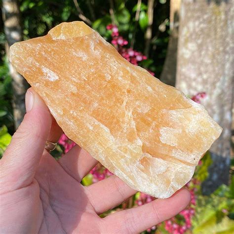orange calcite rough  krystal love