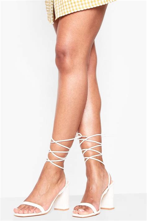 wrap  square toe block heel boohoo