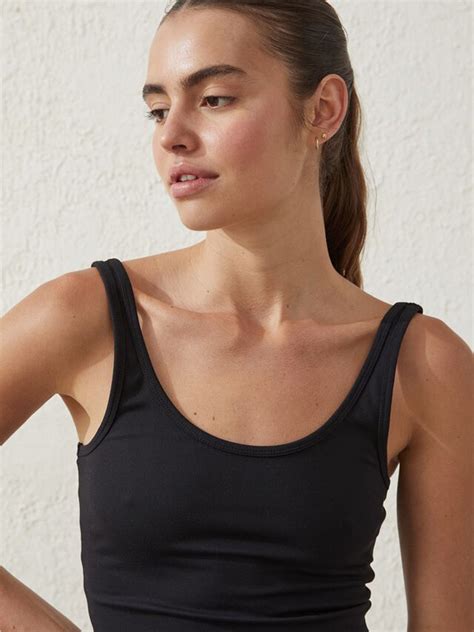 Body Active Ultra Soft Low Back Tank Top - Black - Pomelo Fashion