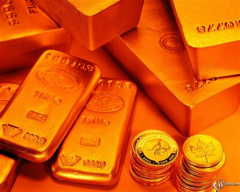 Скачать обои Золотые слитки и монеты (Золотой запас, Золото, Золотые ...
