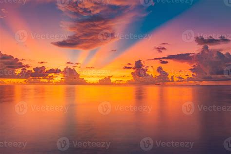 Beautiful sunset sea ocean. Vibrant and soft colors, magic light