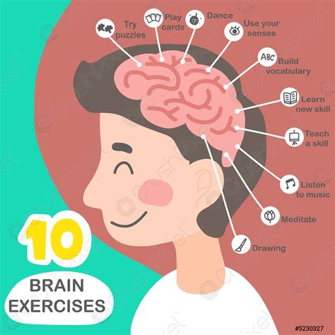 10 brain exercise info-graphic vector illustration - stock vector 5230327 | Crushpixel