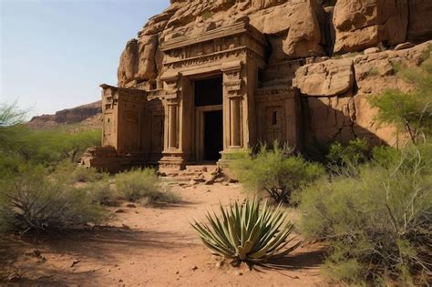 Premium Photo | Ancient temple structure in desert landscape