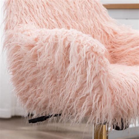 Amore Faux Fur Fluffy Home Office Chair -Pink - Odin Furniture