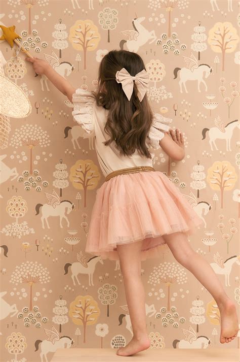 Pretty Little Childrens Pink Wallpaper | Majvillan True Unicorn