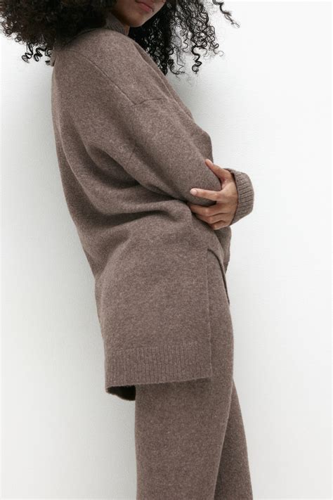 Sweter z kołnierzykiem - Brązowy melanż - ONA | H&M PL