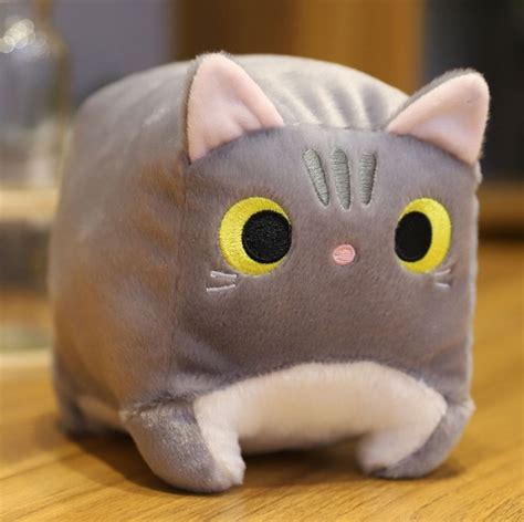 Мягкая игрушка Глазастый котик Кирпичик 40 см / квадратный котенок ...