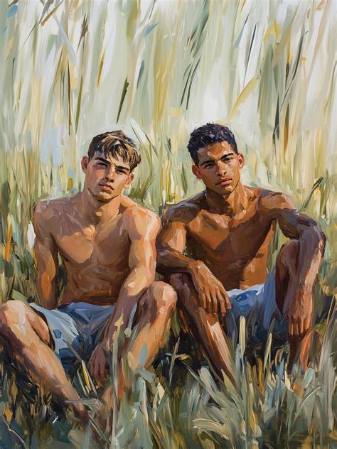 golden hour companionship gay couple nature art print gay poster