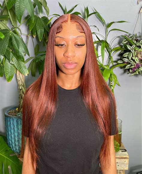 dark ginger middle part lace front wig hairstyles  black girls