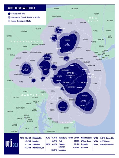 wrti frequencies  coverage map wrti