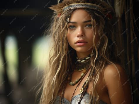 Premium AI Image | A bohemian Amazon girl portrait artistic photography