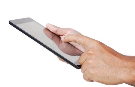 hand holding  tablet stock photo image  laptop work