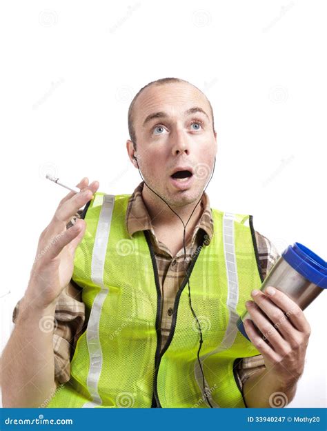 Shocked Construction Worker Stock Image - Image of vertical, isolated