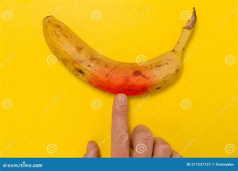 Banana Changing Color when Finger Touching it Stock Image - Image of ...