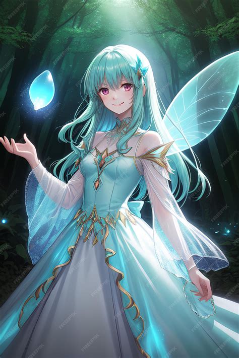 Premium Photo | A beautiful anime fairy with translucent wings green