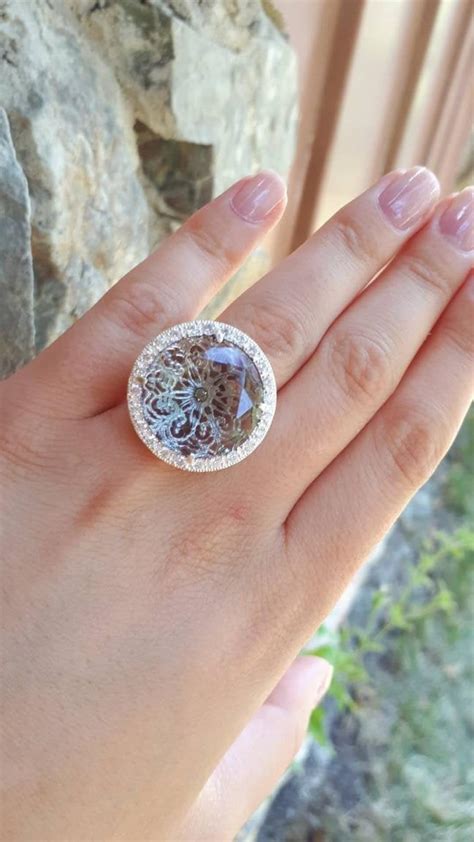 extra large  ring luxury  silver ring large crystal silver