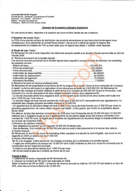 examen fiscalite