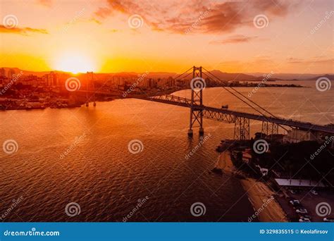 View Of The Hercilio Luz Suspension Bridge. The Longest Suspension