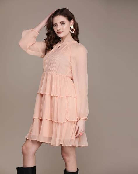 floral peach dress  sleeves spring style guide