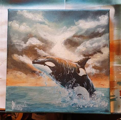 Orca at sunset | Art Amino