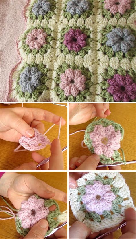 Puff Flower Blanket Crochet You Can Easily Make | CrochetBeja