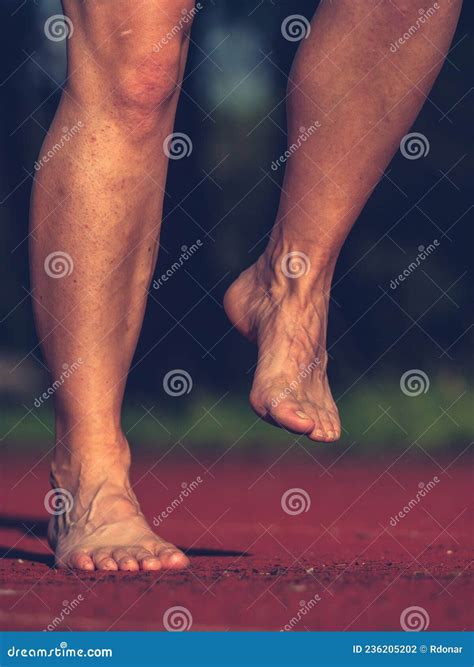 Naked Tired Legs of Working Woman Saved Time for Evening Fitness Run