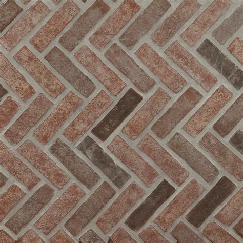 MSI Noble Red 12.5 in. x 25.5 in. Clay Brick Herringbone Floor Tile
