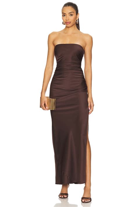 bec bridge eternity strapless maxi dress  dark chocolate revolve