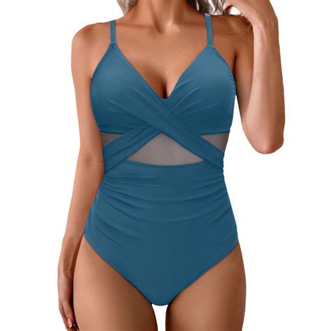 Bigersell Mesh One-Piece Swimsuits for Women V-Neck Swimwear Wrap