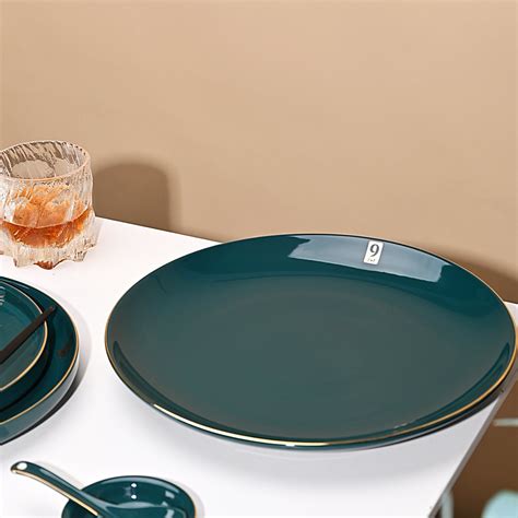 ceramic dinner plates dinnerware set dishes luxury green food large