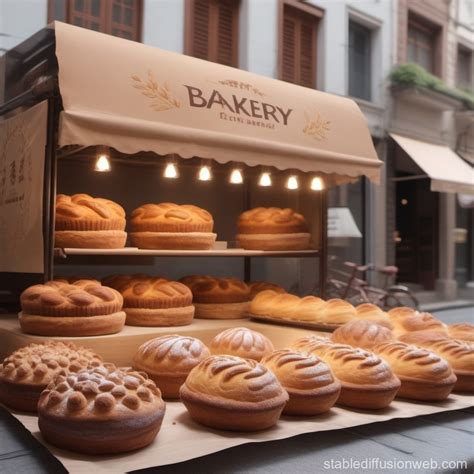 high resolution front view  street bakery stable diffusion